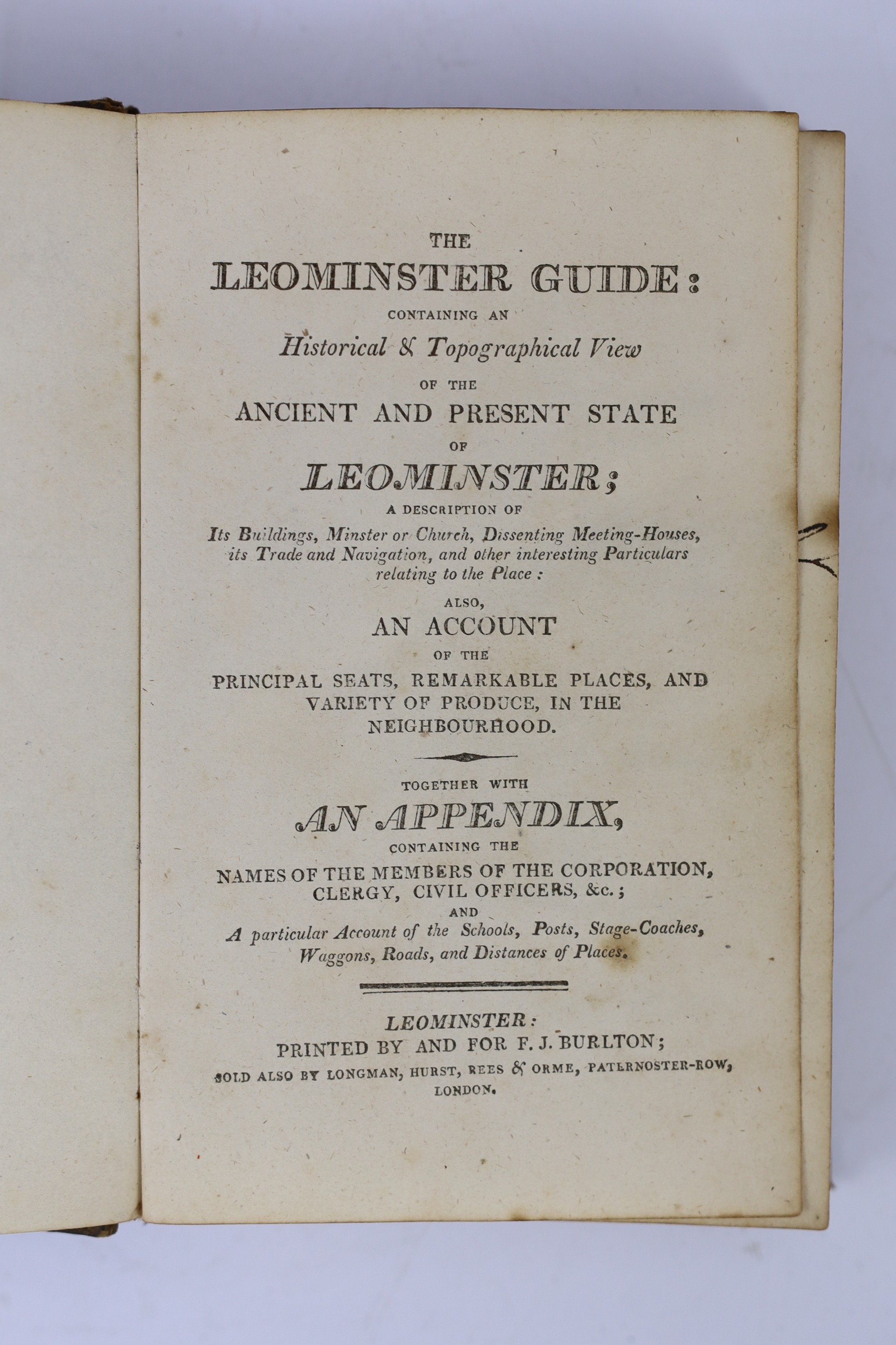 HEREFORDS: The Hereford Guide ... also, an Account of the Principal Seats and Remarkable Places in the Neighbourhood ... rebound cloth-backed paper boards with printed label, uncut
